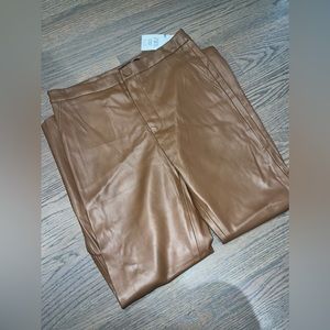 ZARA brown PU leather high rise leggings (WOMENS, Large) NWT